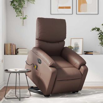 vidaXL Vidaxl - Sill&oacute;n De Masaje Elevable El&eacute;ctrico Cuero Sint&eacute;tico Marr&oacute;n