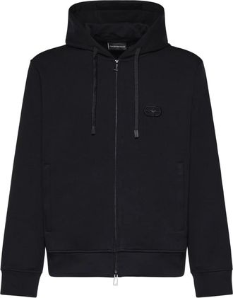 Emporio Armani Logo Hoodie - Heren - Vesten met rits - Blauw - XL - Katoen - Hoodies & sweatvesten