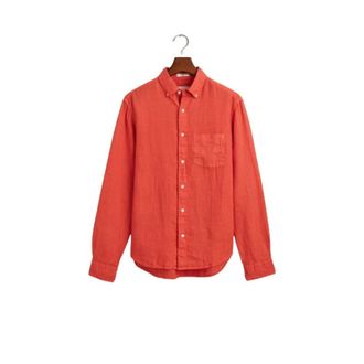 GANT Linnen Regular Fit Overhemd - Heren - Casual Overhemden - Oranje - M - Linnen - Overhemden