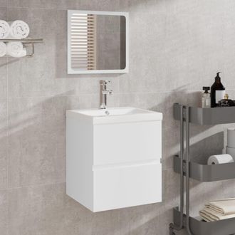 Berkfield Home Bathroom Sink Cabinet with Basin & Mirror White