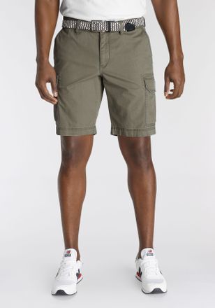 DELMAO Cargoshorts DELMAO, Herren, Gr. 30, N-Gr, gr&uuml;n (khaki), Web, Obermaterial: 98% Baumwolle, 2% Elasthan, unifarben, regular fit kniefrei, Hosen Cargosho