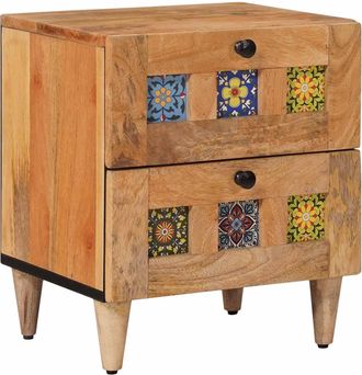 vidaXL Armario De Noche Natural 40 X 33 X 46 Cm Madera De Mango Maciza Vidaxl
