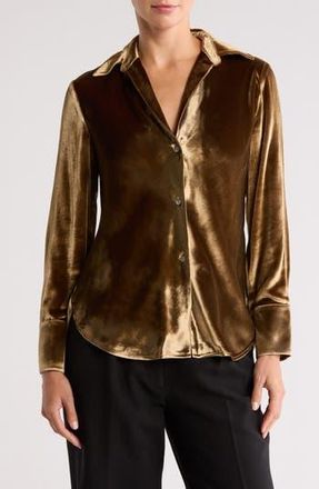 Vince Bias Cut Velvet Blouse in Gold Shadow at Nordstrom Rack, Size X-Small