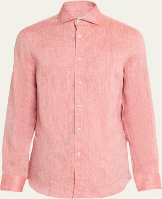 Brunello Cucinelli Mens Linen Classic Fit Button-Down Shirt