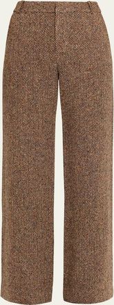 L'agence Livvy Herringbone Straight-Leg Trousers