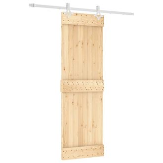 Berkfield Home Sliding Door with Hardware Set 70x210 cm Solid Wood Pine in Brown