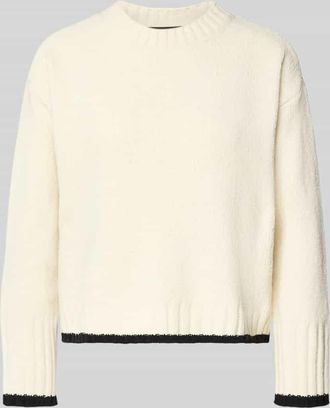 Vero Moda Regular Fit Strickpullover mit Kontrastsaum Modell SHADOW in Sand Melange, Größe XL