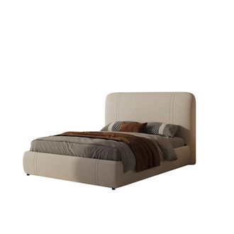 Concept Usine Cama con caja de almacenamiento 140x190cm en terciopelo beis