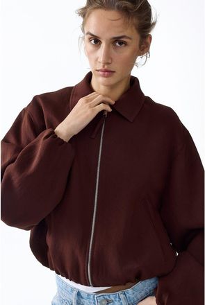 H&M Oversized Bubble-hem Jacket in Dark Rust Brown at Nordstrom, Size Xx-Small