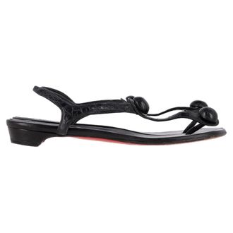 Christian Louboutin Christian Louboutin Teensandalen met Enkelbandje in Zwart Leer
