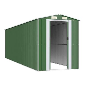 Berkfield Home Garden Shed Green 192x689x223 cm Galvanised Steel | Size: 192 x 689 x 223 cm