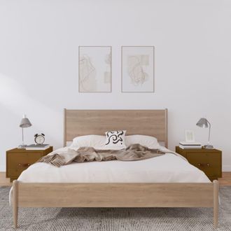 vidaXL Vidaxl - Mesitas De Noche 2 Uds Madera De Pino Marr&oacute;n Miel 40x34x35 Cm