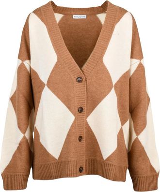 Ballantyne Argyle Pattern Button Cardigan with Oversized Fit