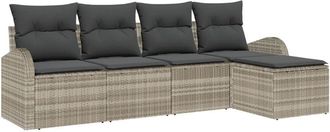 vidaXL Garden Sofa Set with Cushion 5 pcs Light grey Poly rattan Vidaxl