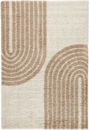 Nazar Rugs Alfombra shaggy de pelo largo dise&ntilde;o medio arco - beige - 120x160 cm