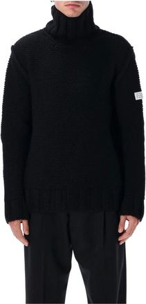 Maison Margiela Truien & Vesten, Heren, Zwart, M, Stijlvolle hoge hals trui