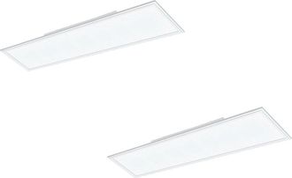 Loops 2 PACK Wall / Ceiling Light White Aluminium 1200mm x 300mm Panel 40W LED 4000K