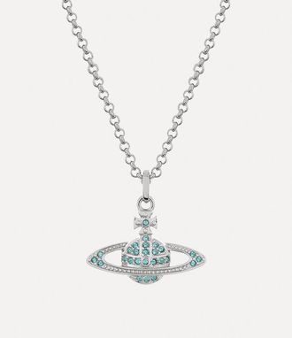 Vivienne Westwood Mini Bas Relief Pendant Necklace Platinum-aqua-bohemica-crystal Platinum-aqua-bohemica-crystal Women