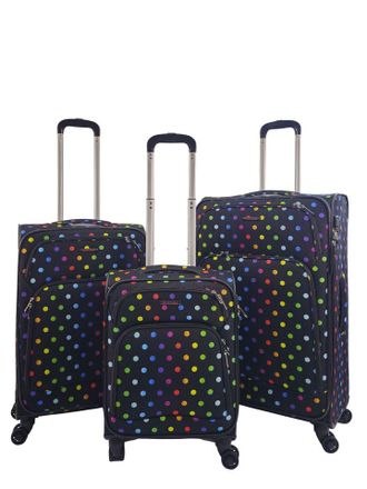 Infinity Leather Unisex Lightweight Print 8 Wheel Luggage Travel Soft Suitcase Set - Navy Nylon - One Size