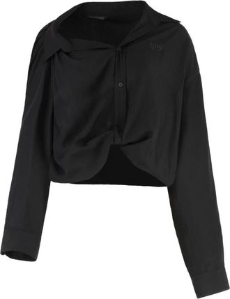 Balenciaga Cropped Twisted Shirt - Dames - Overhemden - Zwart - S - Overhemden