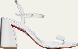Christian Louboutin 85mm Jane Metallic Leather Ankle-Strap Sandals