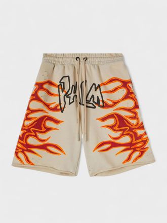 Palm Angels Mens Graffiti Flames Sweatshorts Off White - Size X-Large