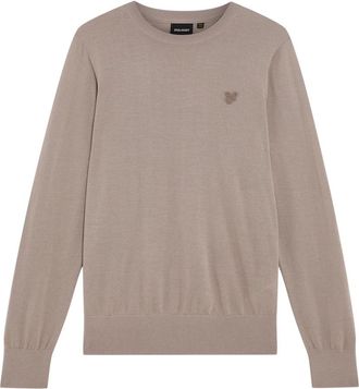 Lyle & Scott Mid Knits Tonal Eagle Merino Crew Neck Jumper - Heren - Ronde hals truien - Grijs - XS - Truien & Vesten