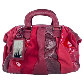 Dolce & Gabbana Dolce & Gabbana Handtas met Slangehuidaccent in Bordeau lederen