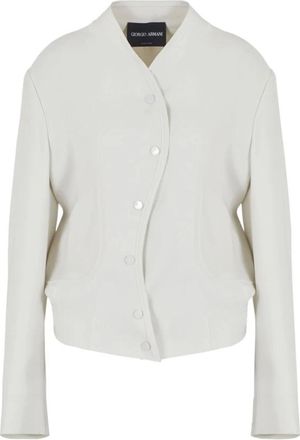 Giorgio Armani Ge&euml;mbosseerde Blouson Jas Grijs - Dames - Zomerjassen - Grijs - S - Polyester - Jassen