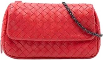 Bottega Veneta Pre-owned Woven Nappa Leather Crossbody Bag - Dames - Vintage Schoudertas - Rood - ONE Size - Leer - Vintage