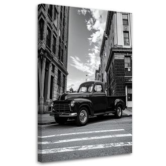 Feeby Cuadro Sobre Lienzo, Camioneta Negra Aparcada En Una Calle De La Habana Cuba, 70x100