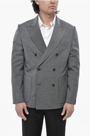 Paolo Pecora Wool-Blend Double-Breasted Blazer with Patch Pocket size 46