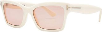 Tom Ford Sunglasses Square Full Rim, Ivory Frame And Pink Mirror Lens Ft108525Z