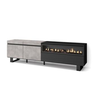 Skraut Home Skraut Home - Mueble Tv, Televisi&oacute;n, Muebles De Sal&oacute;n, Almacenaje, 200x57x35cm, Para Tv Hasta 80, Chimenea El&eacute;ctrica, Dise&ntilde;o Industrial, Estilo Modern