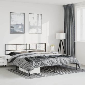 Berkfield Home Metal Bed Frame with Headboard Black 183x213 cm