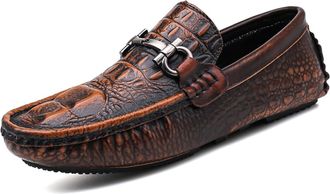 Generic Mens Driving Moccasins Dress Shoes Leather Casual Slip On Breathable Comfort Penny Loafers for Men (Brown,7.5)