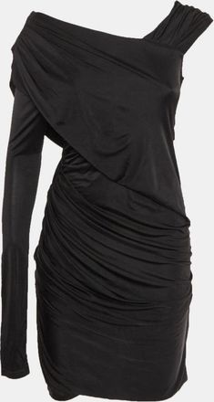 Alexander Wang Black Jersey One Shoulder Draped Dress