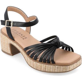Journee Collection Hally Espadrille Platform Sandal in Black at Nordstrom Rack, Size 11
