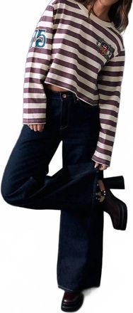 Chaser Rolling Stones Rugby Stones Logo Cropped Pullover In Stripe