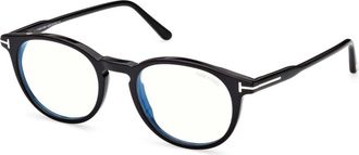 Tom Ford Ronde Brillen - Heren - Brillen - Zwart - 48 MM - Accessoires