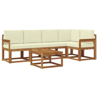 vidaXL Conjunto De Sof&aacute;s De Exterior Con Coj&iacute;n 6 Pcs Natural Y Crema Vidaxl