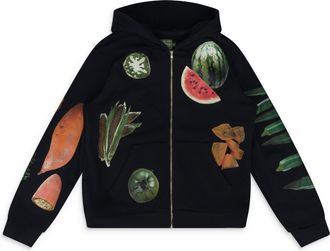 Denim Tears Black Kiss My Grits Fruit Collage Zip Hoodie