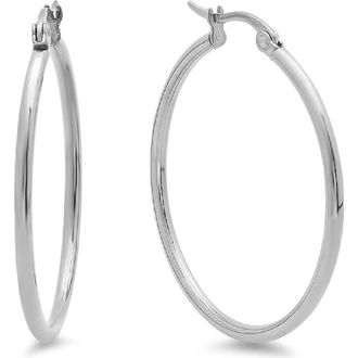 Steeltime Thick Hoop Earrings in Silver at Nordstrom Rack