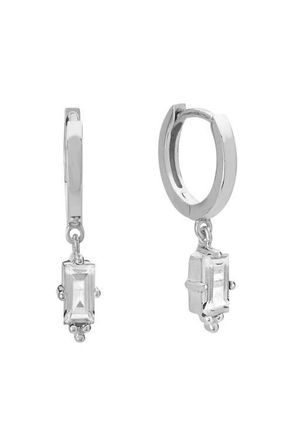 Murkani Huggies with Hanging Baguette in Silver at Nordstrom