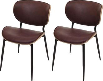 Hhg Hhg - Nunca Usado] Juego De 2 Sillas De Comedor 233, Imitaci&oacute;n De Cuero Curvado 280 G/m&sup2; Con Certificado Oeko-tex Mvg, Natural, Marr&oacute;n Vintage