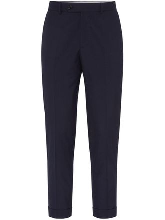 Brunello Cucinelli tapered-leg wool trousers - Blue