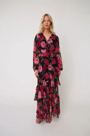 Cras Lovecras Floral Tiered Ruffle Maxi Dress in Floral Romance at Nordstrom, Size 14