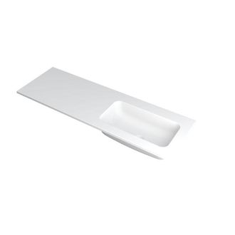 Bernacchini Faktor wastafel - 140x45x1.5cm - 1 wasbak rechts - 0 kraangaten - polystone wit mat