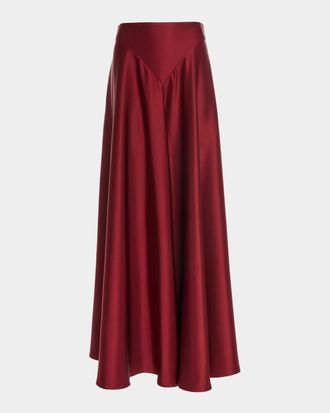Altuzarra Ames V-Yoke Satin A-Line Maxi Skirt