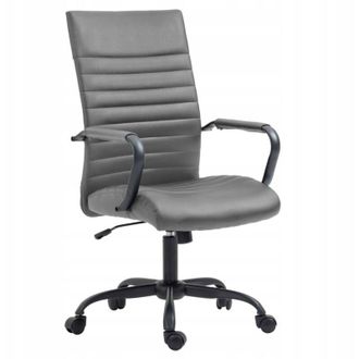 OEM Silla Giratoria Gris De Cuero Ecol&oacute;gico, Regulable, Silla De Oficina Con Ruedas, Furnitex